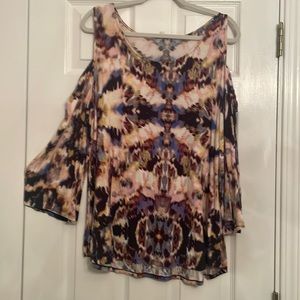 Rose +Olive 3x cold shoulder sleeve multi color top !!